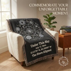 Manta personalizada con mapa estelar, manta tejida personalizada con cielo nocturno, constelación celestial, regalo de aniversario de boda y cumpleaños, decoración astrológica