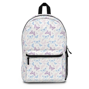 Vintage Pastel Butterflies Backpack | Stylish School Bag | Nature Inspired Travel Backpack | Gift for Her