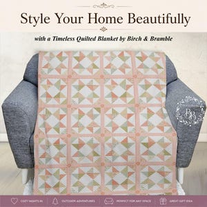 Patchwork Star Pattern Lap Quilt, Floral Soft Pink Quilted Throw