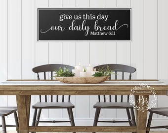 Give Us This Day Wood-Framed Canvas | Dining Room Scripture Art