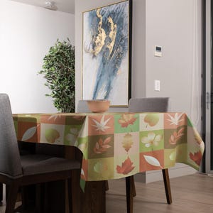 Autumn Leaves Tablecloth | Harvest Table Decor | Thanksgiving Dining Table Cover