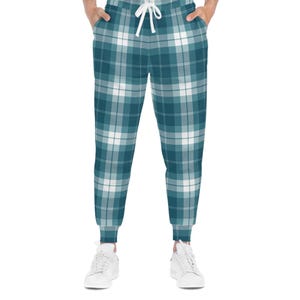 Men&#39;s Stylish Green Plaid Athletic Joggers for Comfort and Style | Cozy Lounge Pants For Him | Trendy Sportswear