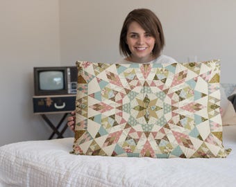 Funda de almohada con diseño de estrellas y patchwork / Funda de almohada estilo patchwork vintage