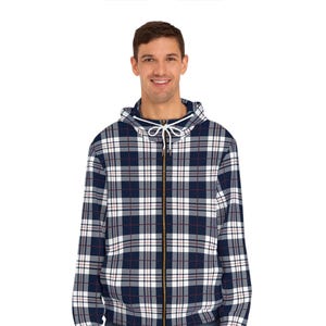 Men&#39;s Navy Plaid Full-Zip Hoodie | Men&#39;s Fall Fashion | Back To School | Men&#39;s Casual Wear | Gift For Him