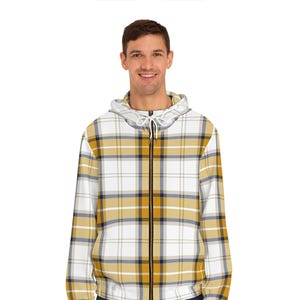 Men&#39;s Gold Plaid Full-Zip Hoodie | Men&#39;s Fall Fashion | Back To School | Men&#39;s Casual Wear | Gift For Him