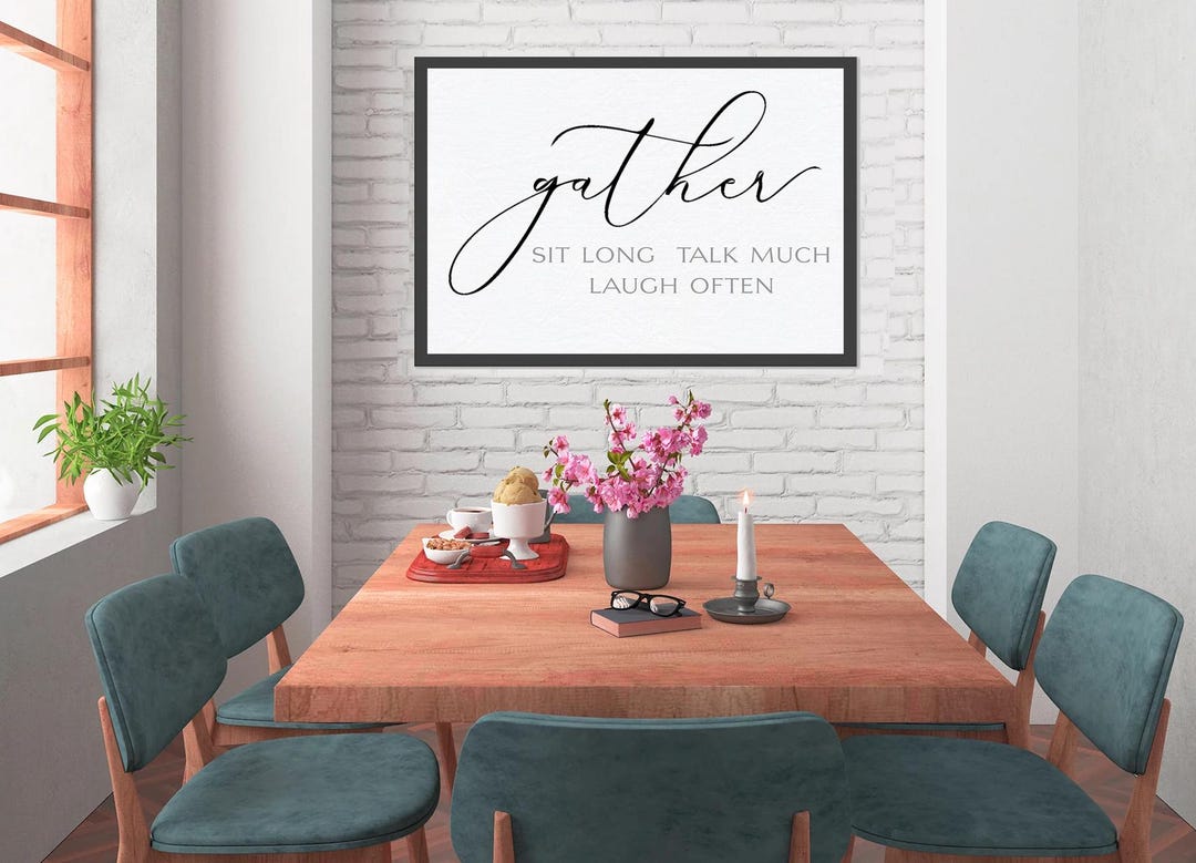 Gather Sit Talk Laugh Canvas Sign | Farmhouse Sign | Wall
