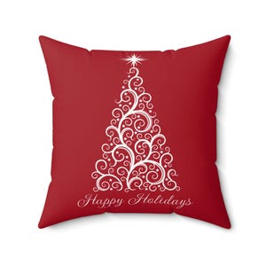 Happy Holidays Throw Pillow | Cozy Holiday Decor | Christmas Cushion | Christmas Throw Pillow | Winter Celebration Gifts
