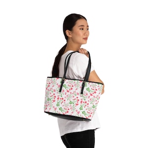 Pretty In Pink PU Leather Shoulder Bag | Nature-Inspired Purse | Pink Floral Handbag | Floral Tote | Gift for Her