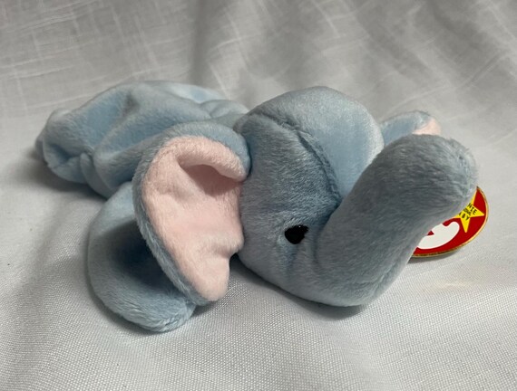 Rare 1995 Peanut the Elephant Beanie Baby. Mint Condition. PE Filling. Baby Blue. Includes Matching Teenie Beanie Peanut in Unopened Bag. Etsy