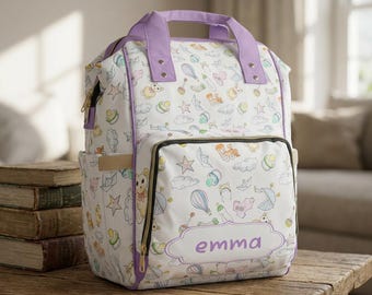 Personalisierter Windelrucksack, Babypartygeschenk für Mama, Babytasche aus Nylon