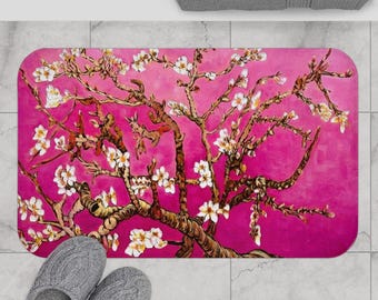 Pink Almond Blossom Bath Mat | Bath Decor | Beach House Bath Decor