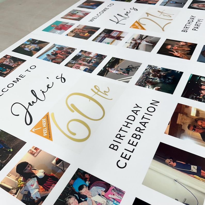 Birthday Welcome Sign | Birthday Sign Board | Welcome Board | Birthday Photo Collage | Party Sign Board | 18th 21st 30th 40th | 16 Photos Bild 5