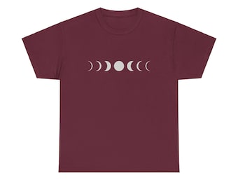 T-shirt met maanfasen bordeaux: minimalistisch hemels ontwerp - geïnspireerd op Latijns-studentenclubs