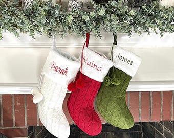 Personalized Knit Pom Stocking