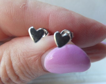 SALE Tiny Silver Plated Nickel Free Heart Studs