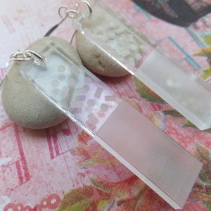 Perspex and Silver Drops etched perspex rectangle pendants image 4