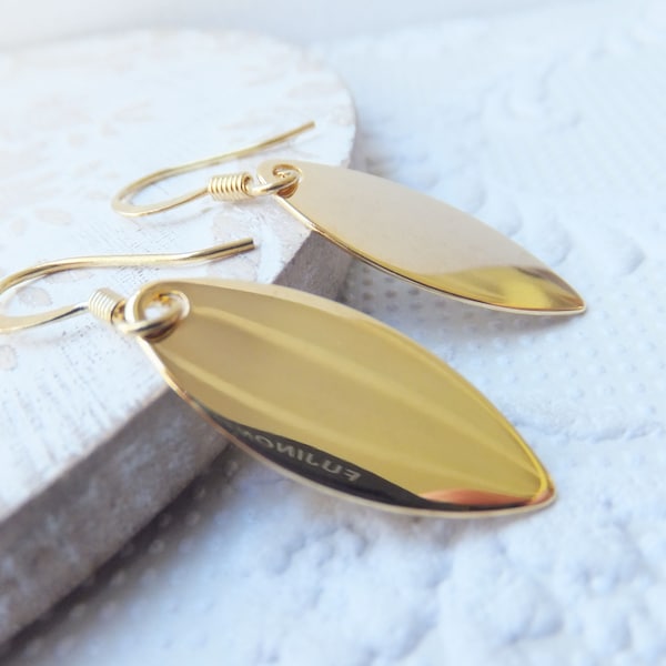 16k Gold Oval Tags on Nickel Free French Hooks, Lever Back, Long Kidney or Tall French Earring Hooks