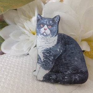 Leg dich nicht mit mir an Graue Katze Holzbrosche