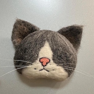 Custom Handmade Cat Portrait Whisker Storage Magnet, Needle Felted Wool Cat Whisker Collecting, Custom Pet Magnet, Felting Cat Whisker Jar