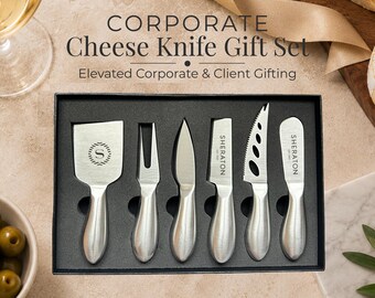 Logo Engraved Cheese Knife Set, Client Appreciation, Employee Recognition, Corporate Branding