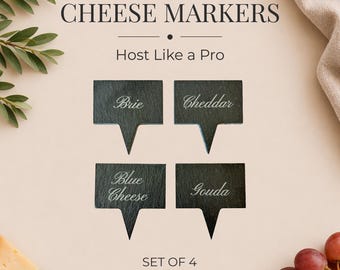 Engraved Slate Cheese Markers, Minimal Charcuterie Board Labels for Entertaining