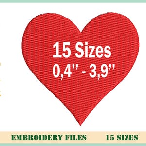 Herz Stickdatei, Mini Herz Füllstich Stickdatei, Valentinstag, Stickmuster, Maschinenstickerei, 15 Größen