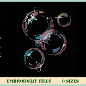Soap Bubbles Machine Embroidery Design - Blowing Bubbles Embroidery Files, 8 Sizes Digital Download