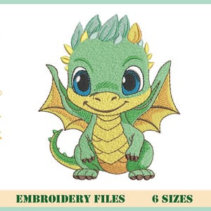 Baby Dragon Embroidery Design, Baby Animal Embroidery Design, Baby Dragon, Machine Embroidery Design, 6 Sizes