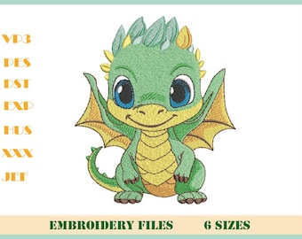 Baby Dragon Embroidery Design, Baby Animal Embroidery Design, Baby Dragon, Machine Embroidery Design, 6 Sizes