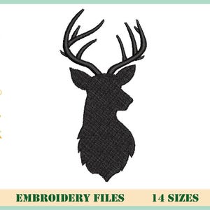 Deer Head Machine embroidery designs, Deer silhouette, Animals embroidery, embroidery design for machine, Instant download