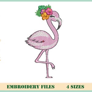 Flamingo Embroidery Design, 4 sizes, Instant Download