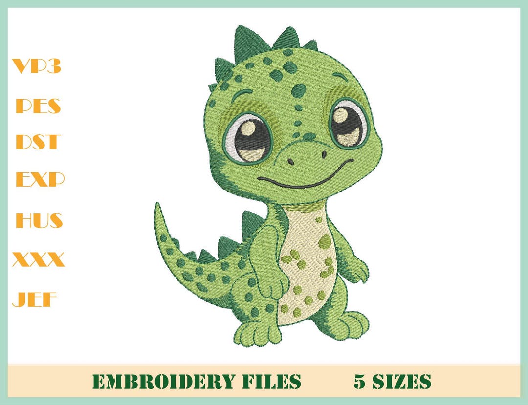 Cute Dinosaur Embroidery Design, Kawaii Dino Machine Embroidery File ...