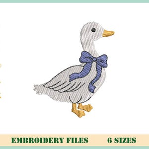 Cute Goose, Mini Sizes, Machine Embroidery Design, Goose with Bow Multiple, 6 Sizes