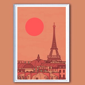 Paris travel poster retro print in various sizes image 1