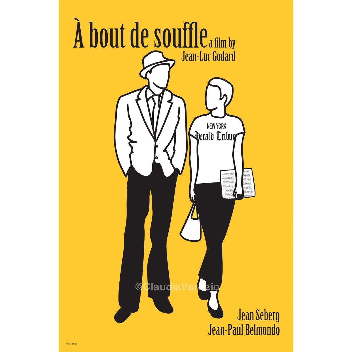 映画ポスター「A Bout de Souffle」（または「Breathless」）の 