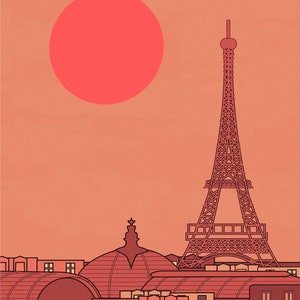 Paris travel poster retro print in various sizes image 2