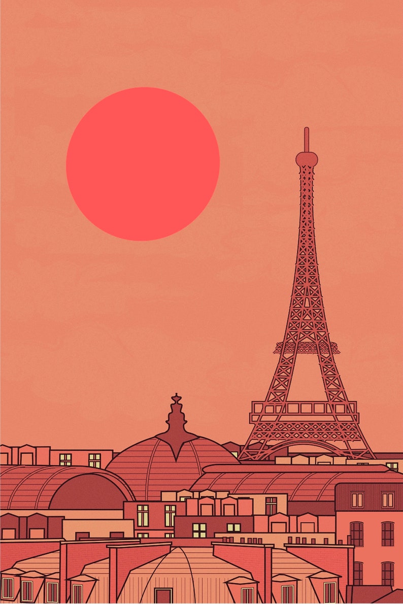 Paris travel poster retro print in various sizes image 2