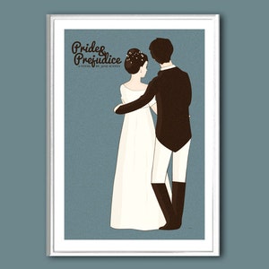 Pride and Prejudice retro print in various sizes