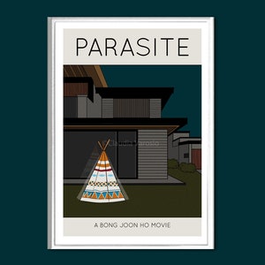 Parasite movie poster retro print in various sizes choose English or Korean