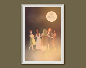 Full moon women’s gathering poster retro print