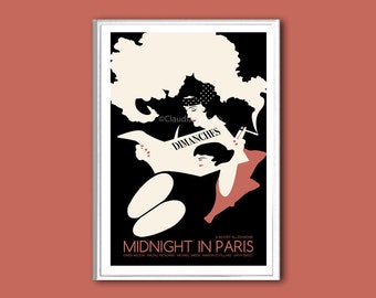 Midnight in Paris retro print movie poster in various sizes