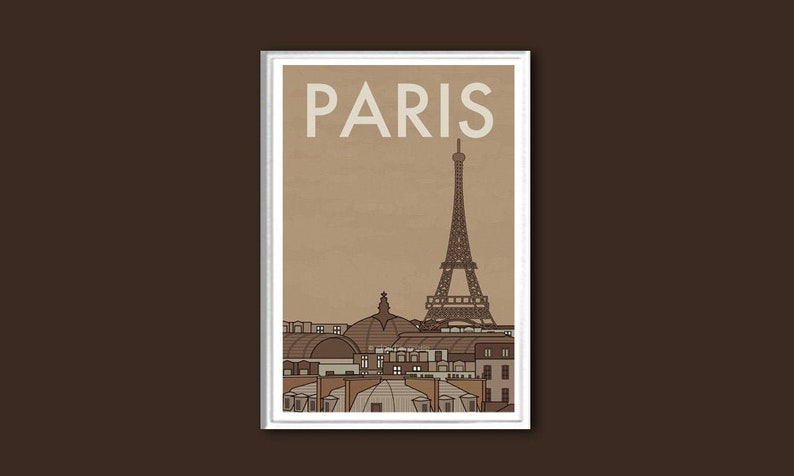 Paris travel poster retro print in various sizes image 3