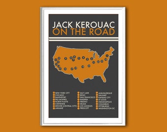 Poster On the Road graphic retro print in various sizes