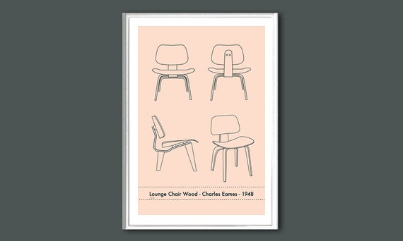 The Eames Lounge Chair Wood (LCW) Retro Print in Various Sizes - Etsy