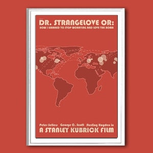 Film poster retro print Dr. Strangelove or: How I Learned to Stop Worrying and Love the Bomb in various sizes