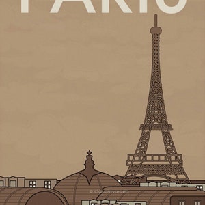 Paris travel poster retro print in various sizes image 4