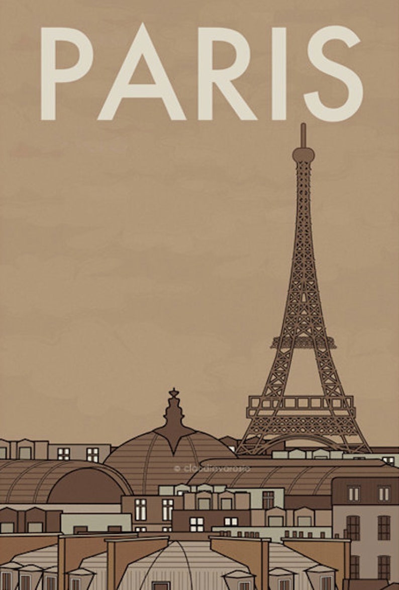 Paris travel poster retro print in various sizes image 4