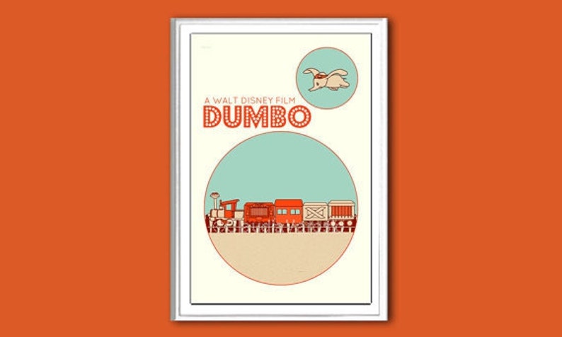 Nursery poster Dumbo retro print in various sizes image 1