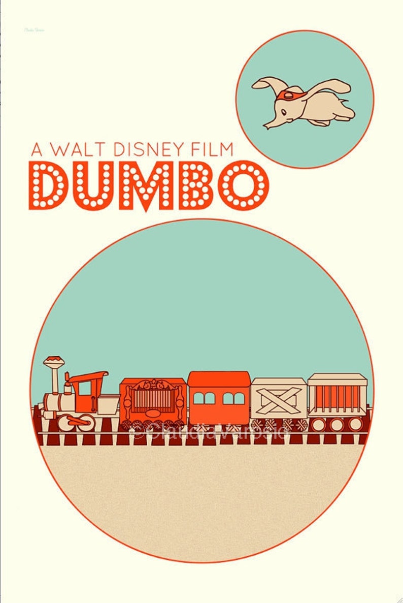 Nursery poster Dumbo retro print in various sizes image 2