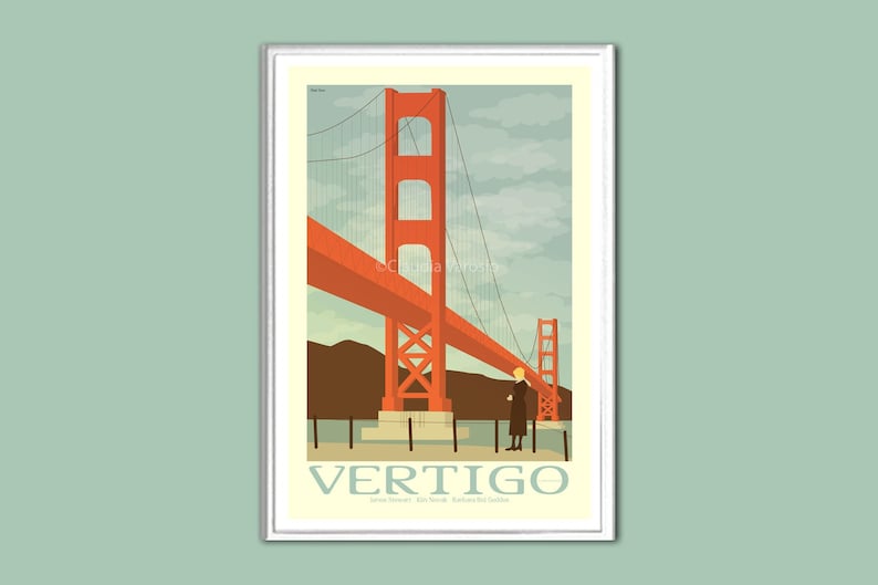 Movie poster Vertigo retro print in various sizes image 1